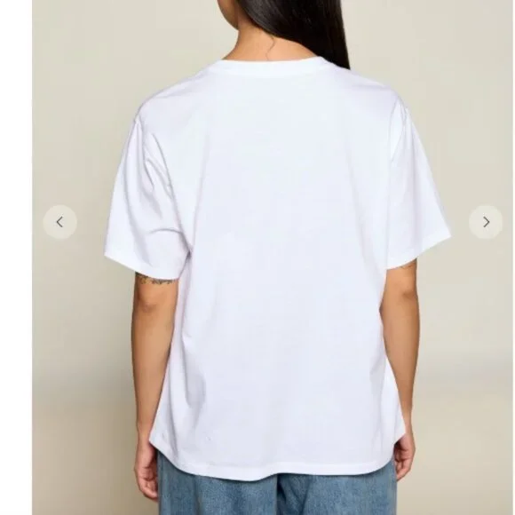 Cotton Boyfriend Tee With Grommets in White - Picture 3 of 3